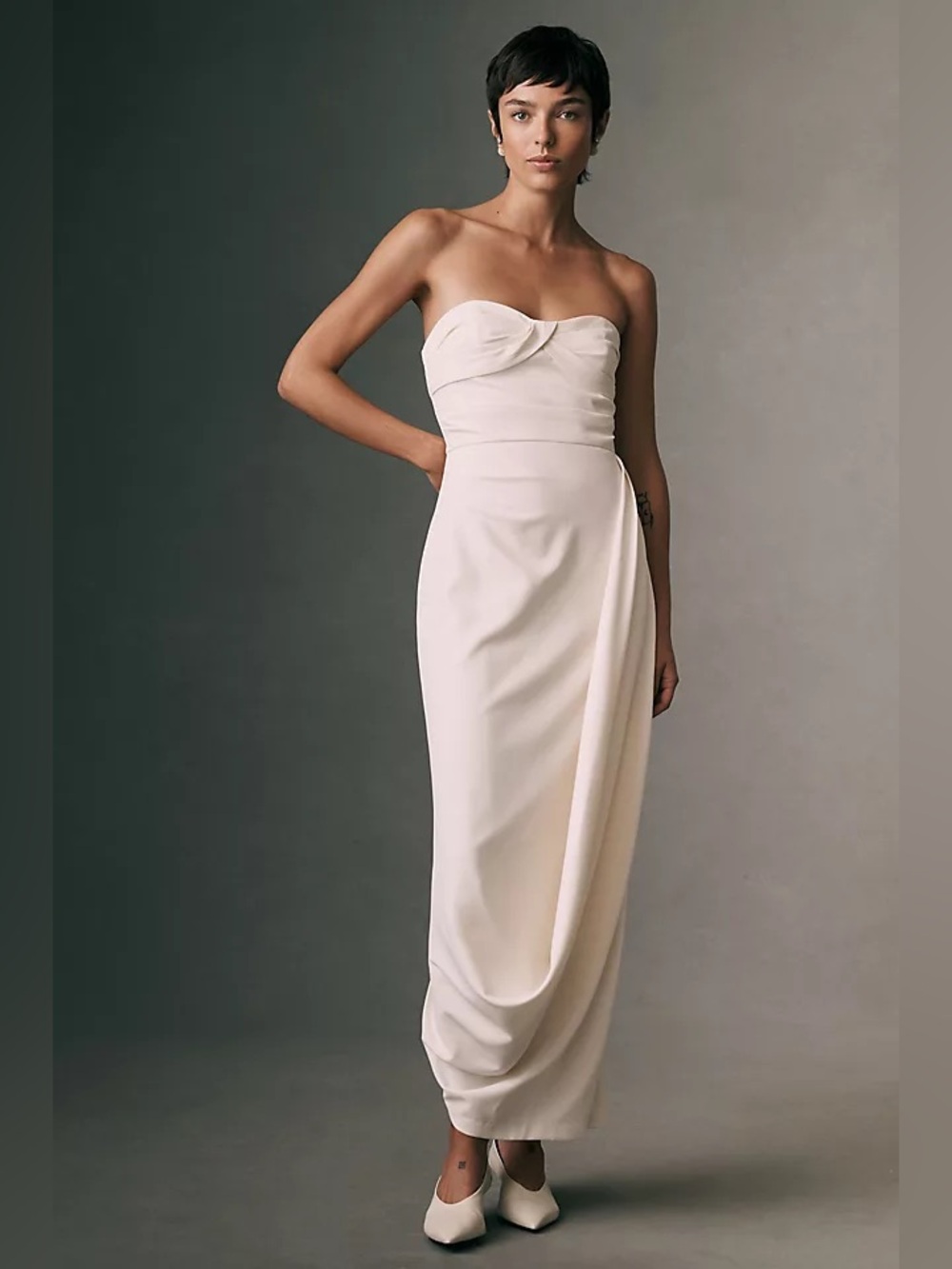 Anthropologie BHLDN STRAPLESS DRAPED MAXI DRESS